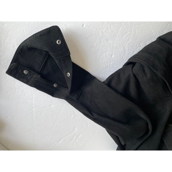 RTA Suede Shirt Jacket Womens Small Black Fringe Leather Snap Front Slim Fit - Picture 11 of 11